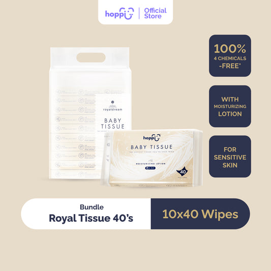 Hoppi RoyalDream Baby Tissue (40 Wipes x 10 Packs)