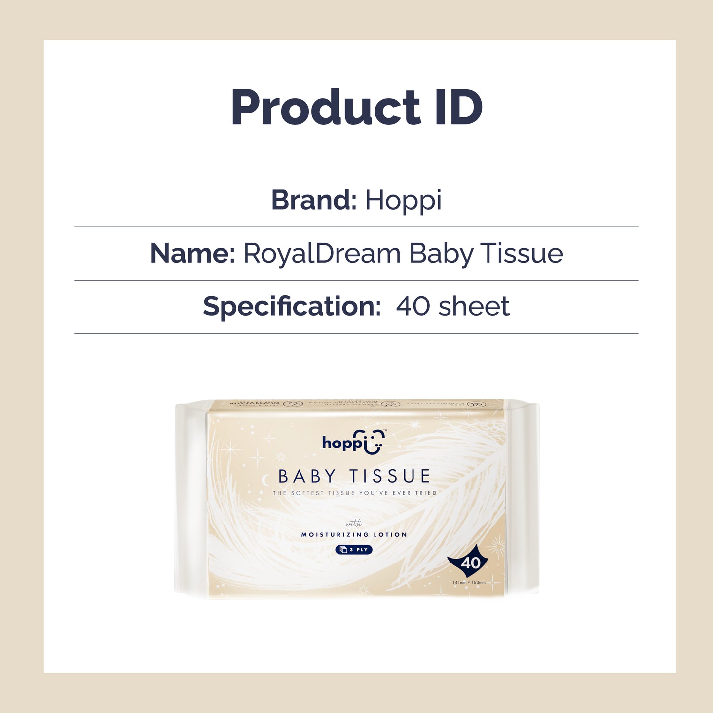 Hoppi RoyalDream Baby Tissue 40 Sheets - 1 Pack