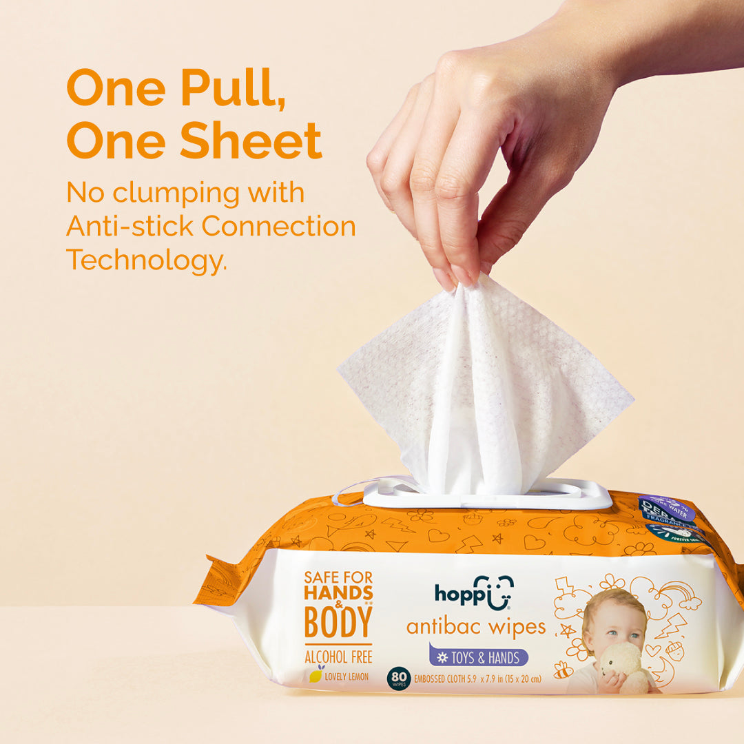 Hoppi Antibacterial Wipes (20 Wipes x 5 Packs)