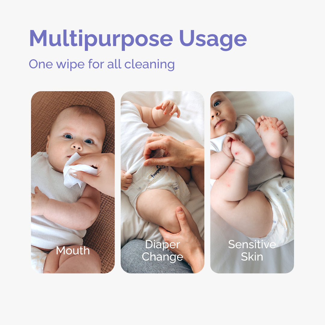 Hoppi Premium Wipes Dermatologically Tested (80 Wipes x 3 Packs)