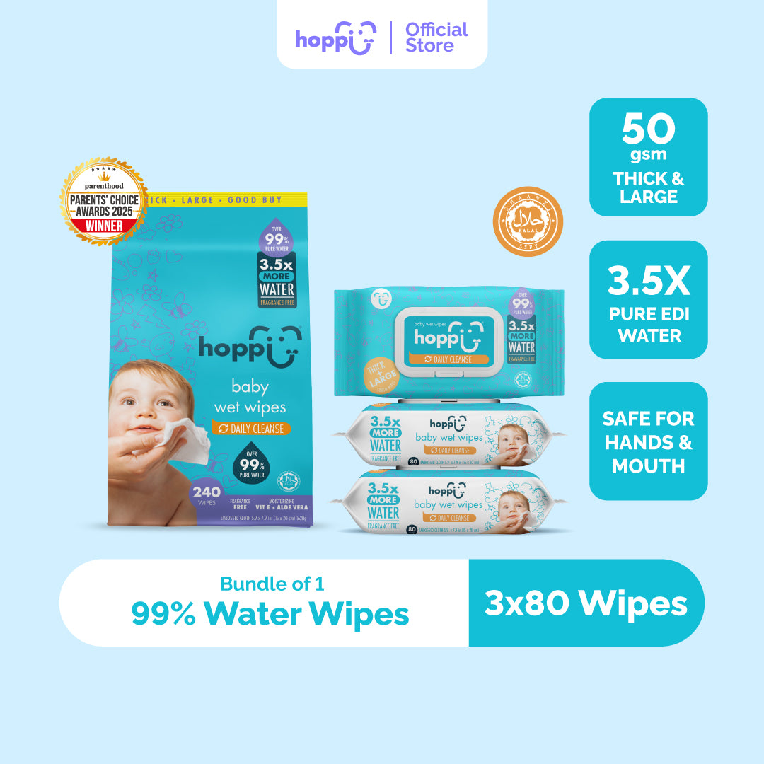 Hoppi Baby Wet Wipes (80 Wipes x 3 Packs)