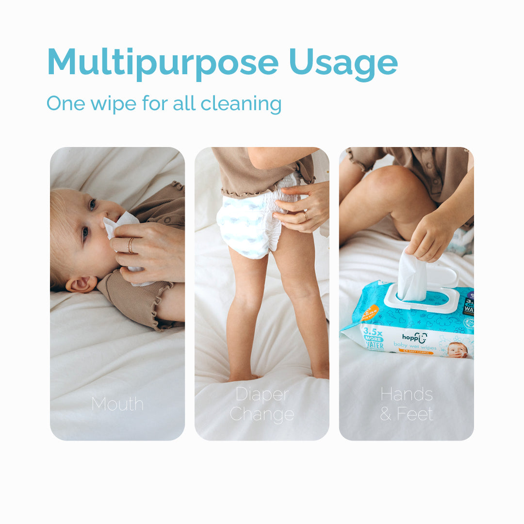 Hoppi Baby Wet Wipes (80 Wipes x 3 Packs)